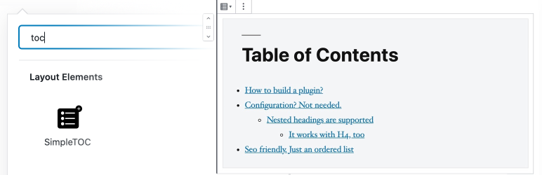 wordpress gutenberg table of contents