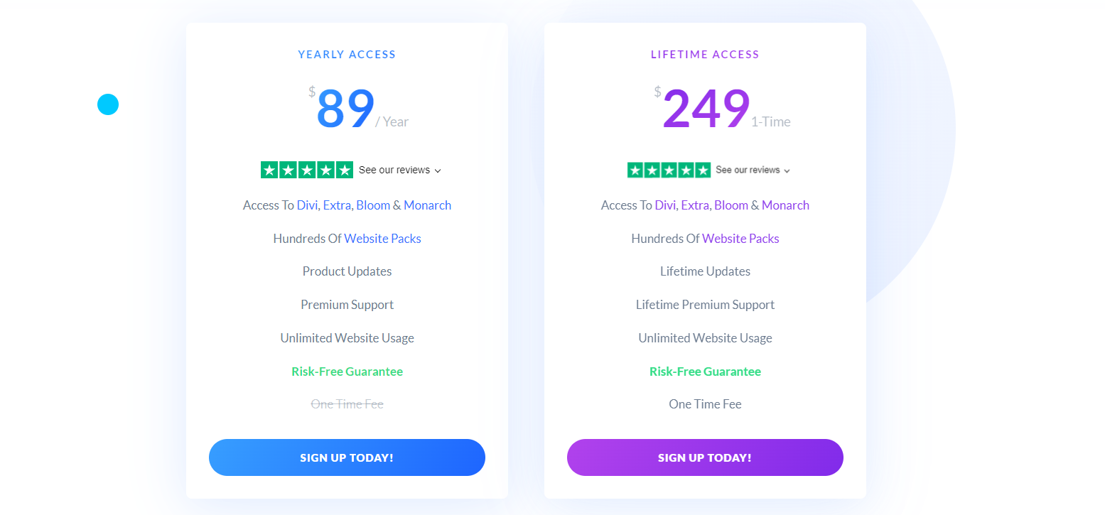 Divi Pricing Plans