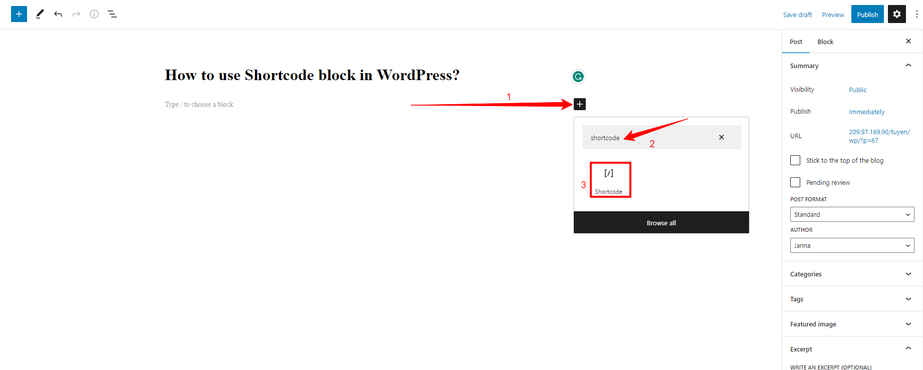 Use Shortcode Block In Wordpress
