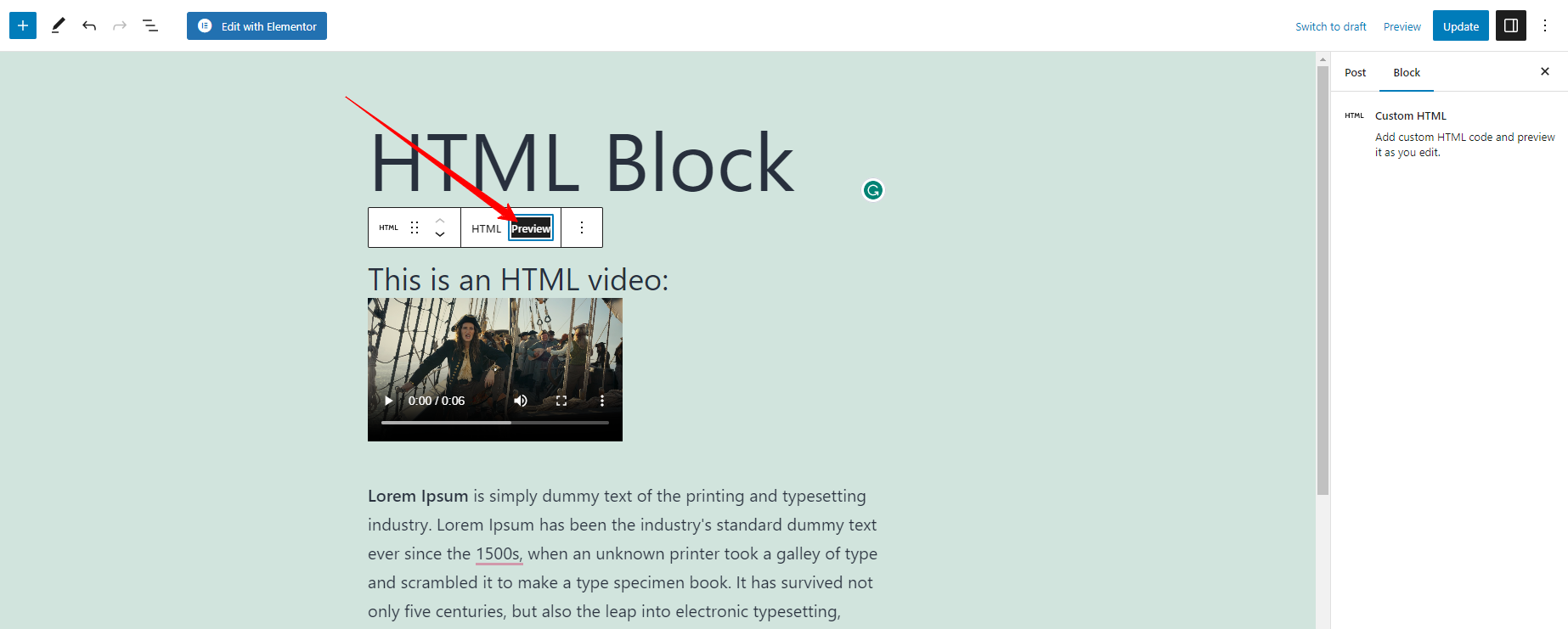 Use Gutenberg Html Block 9