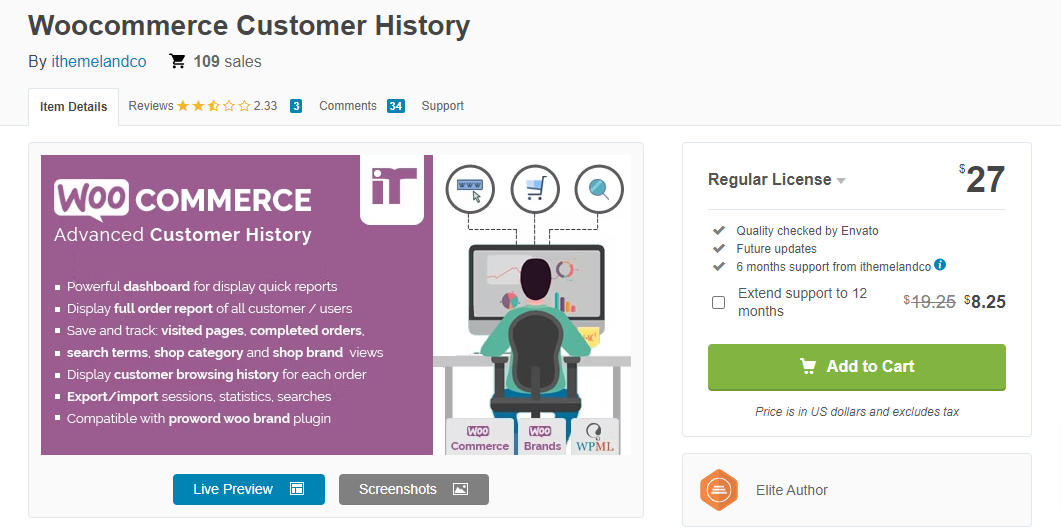 woocommerce customer history plugin