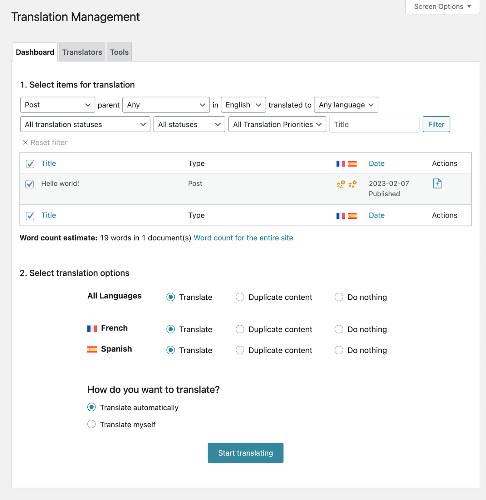 User Interface Of Wpml