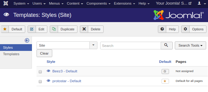 joomla templates manage