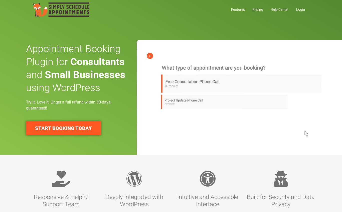 simply schedule appointments homepage