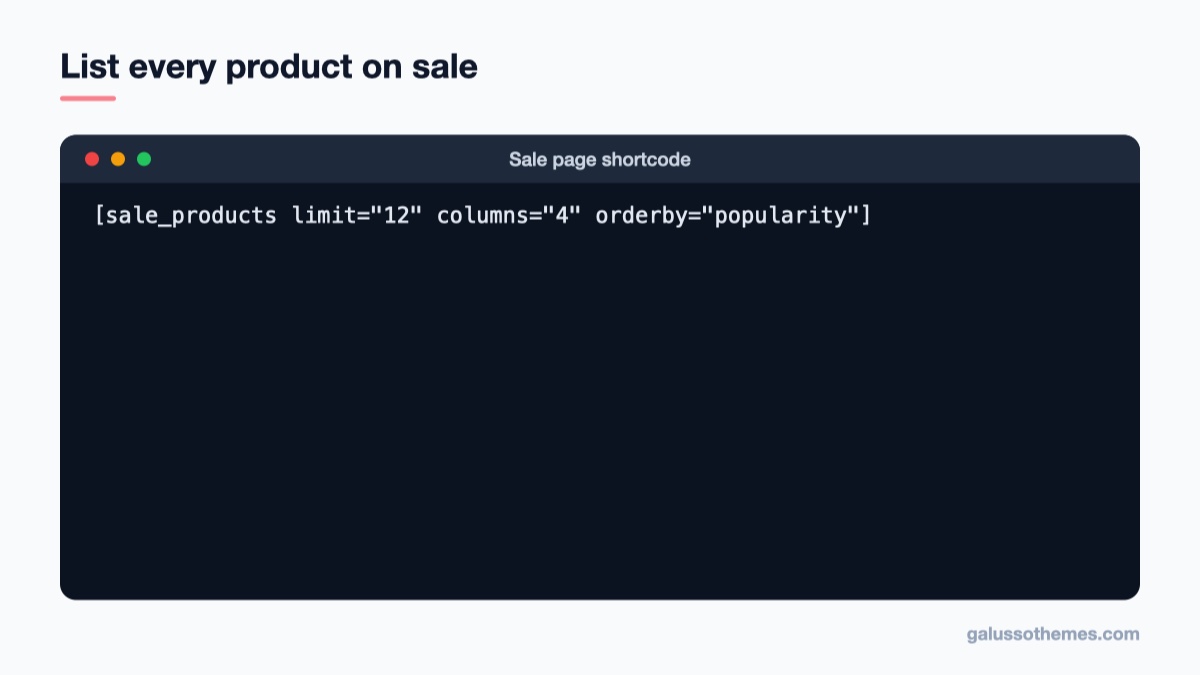 WooCommerce sale_products shortcode for a sale landing page