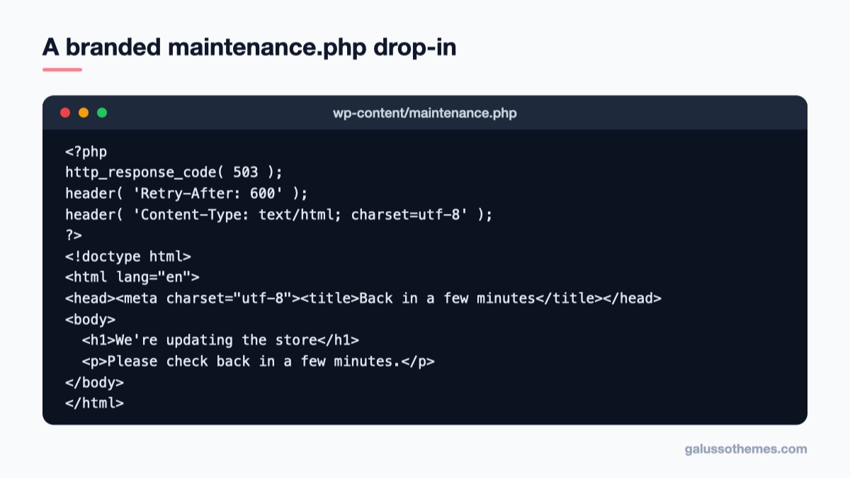 Code for a custom wp-content/maintenance.php drop-in page